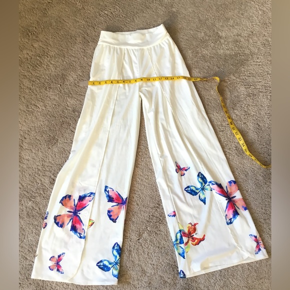 Slit Butterfly Print Wide Leg Pants NWOT - Picture 10 of 13